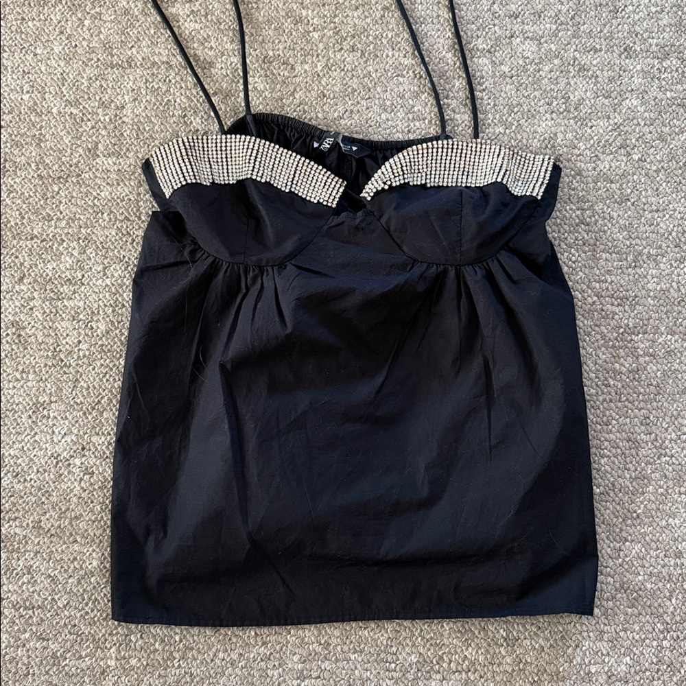 Zara Black Camisole with Silver Accents